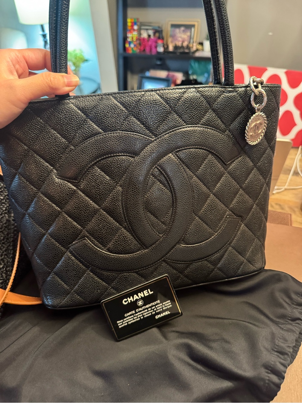 Chanel Black Caviar Medallion Tote Bag Leather - Picture 12 of 17
